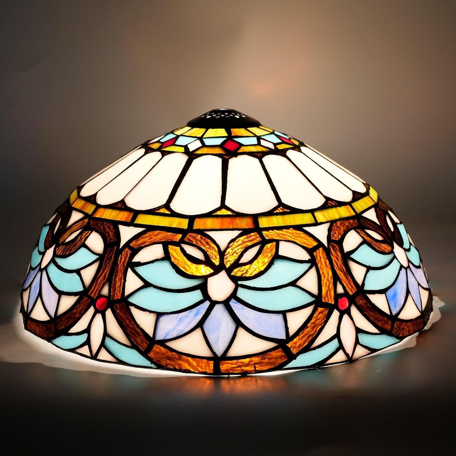 Lamp Shade Replacement 16 Inch Blue Heart Stained Glass Ceiling Light Large Vintage Art Deco For Table Lamps Floor Pendant