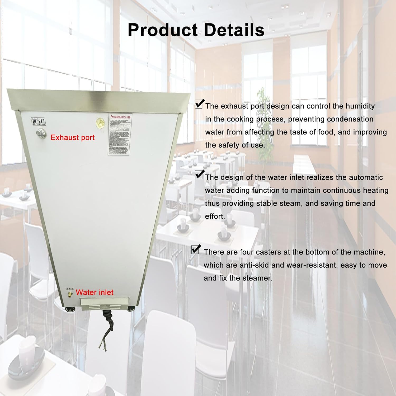 Commercial Electric Food Steamer Multi-function Stainless Steel Steam Warmer Cabinet with 12 Trays 110V 12KW 0.02Mpa Max Pressure
