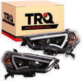 TRQ Performance Driver and Passenger Side Headlight Assembly Set Black Housing Compatible with 14-20 Toyota 4Runner