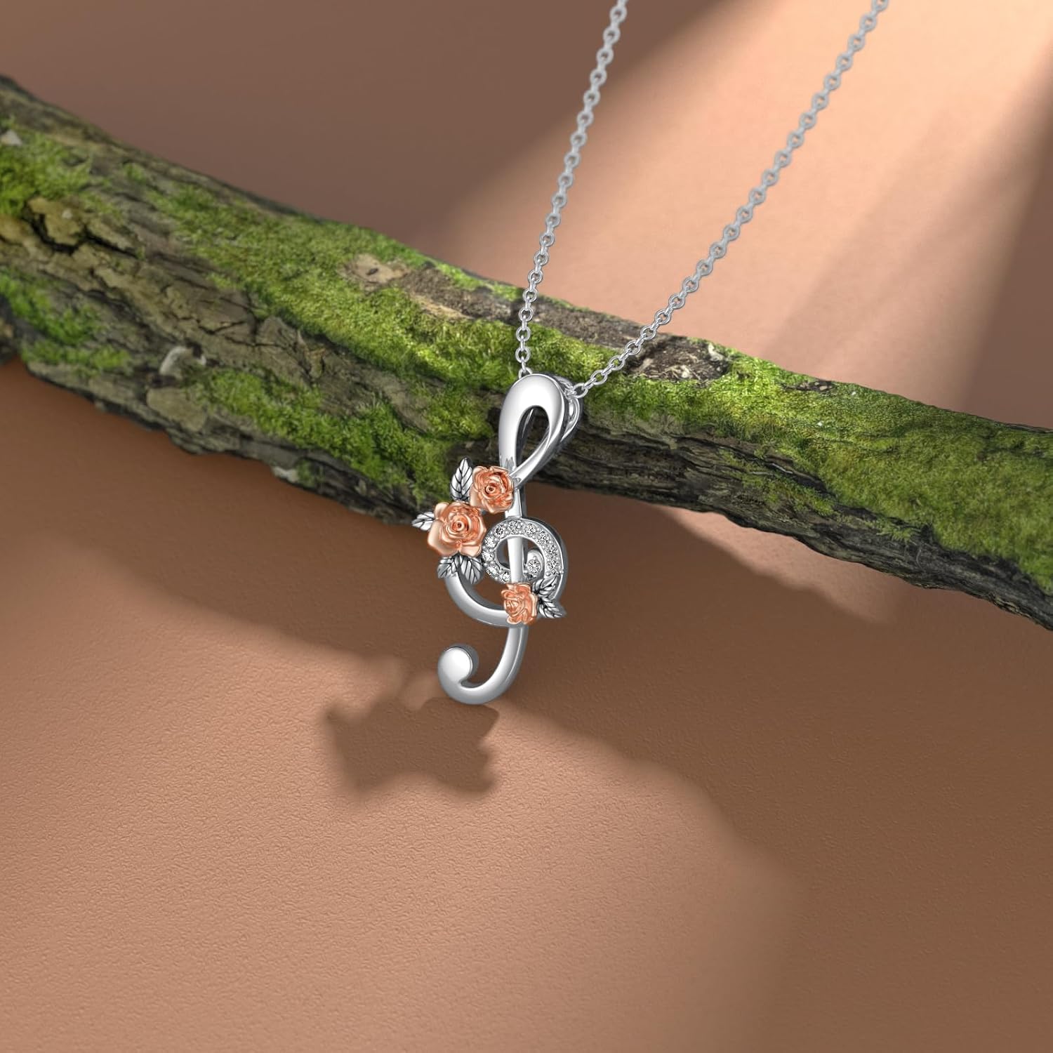 Diamond Music Note Necklace 925 Sterling Silver Treble Clef Pendant Necklace with Lab Grown Diamonds Jewelry Gifts for Women Musician Music Lovers