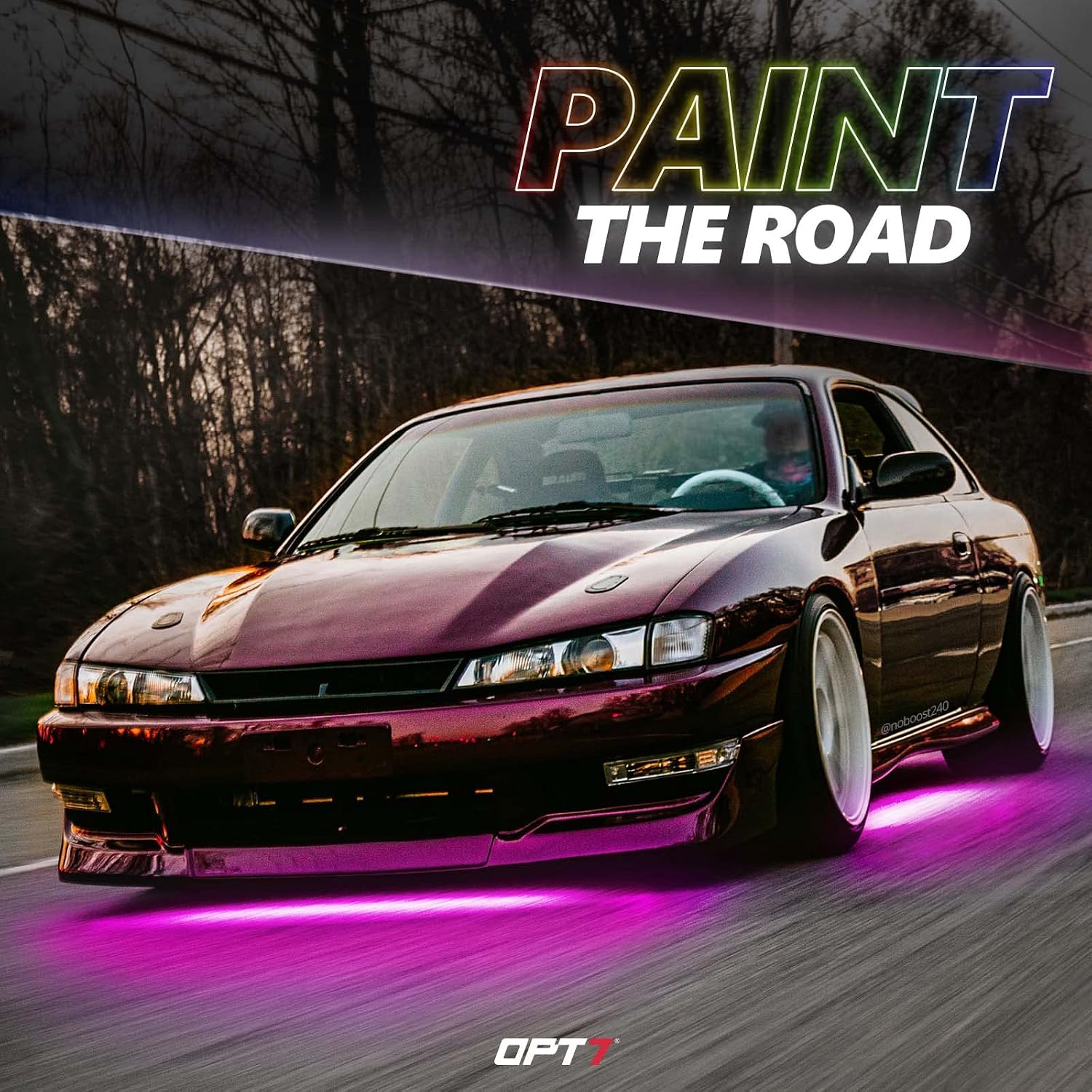 OPT7 Aura Pro RGB Aluminum Car Underglow Kit with App & Remote Control | Waterproof Rigid Light Bars, Multicolor Music Sync Lighting, Neon Accent Underbody Lights, Exterior Car Gifts, 12V