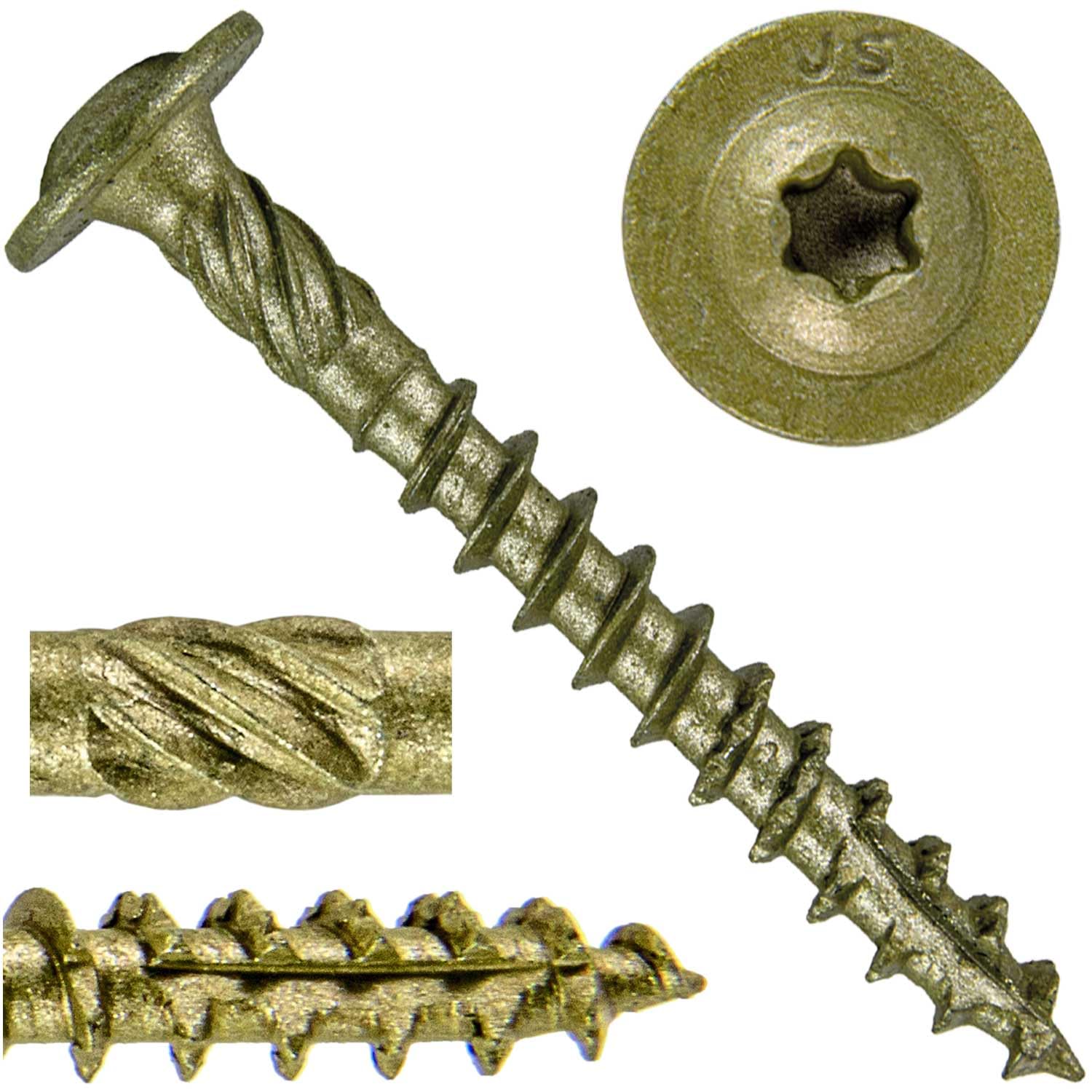 Jake Sales #14 x 2 Construction Lag Screw - Torx/Star Drive Heavy Duty Structural Lag Screw - Exterior Coated - ACQ Compatible - Modified Truss Washer Head. (10 x 100 Count CASE -1,000 Screws)