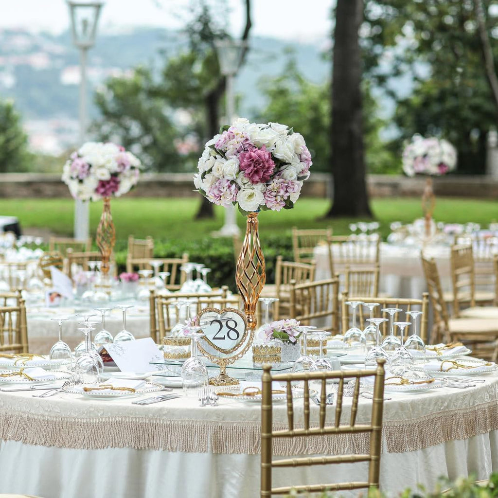 12Pcs Gold Centerpieces for Tables,Tall Gold Centerpieces for Wedding,Metal Candle Holder for Wedding Party, Dinner, Event, Hotel, Home Decor