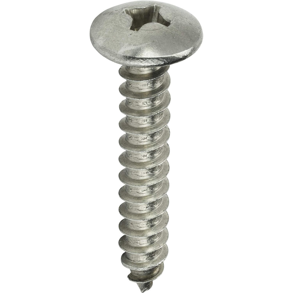#14 x 5/8' Truss Head Sheet Metal Screws, Stainless Steel 18-8, Full Thread, Bright Finish, Self-Tapping, Quantity 1000 By Fastenere