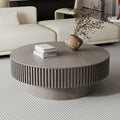 39'' Round Coffee Table with Storage, Modern Wooden Coffee Table with Solid Wood Veneered, Circle Center Table Accent Tea Table for Living Room Apartment Grey