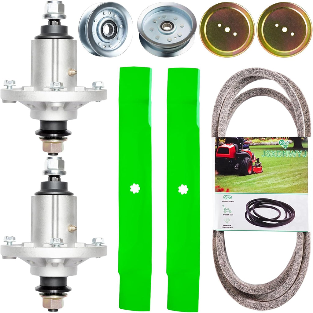 42 Inch Mower Deck Rebuild Kit - Fits John Deere D100 D105 D110 D130 LA100 LA105 LA110 LA115 LA120 LA125 LA135, Spindles(GY21098) Blades(GY20850) Idler Pulley(GY20110 GY20067 GX20367) Belt(GX20072)