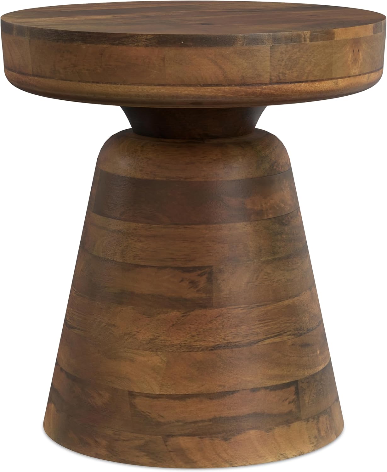 SIMPLIHOME Robbie Accent Table - 16 inch Wide Solid Mango Wood End Table in Walnut Brown, Boho Contemporary Rustic Side Table for Living Room or Bedroom with Multipurpose Function, Assembled