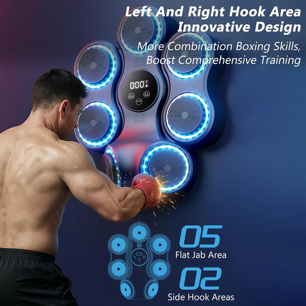 Musical Boxing Machine, 10 in 1 Intelligent Boxing Machine, Interactive Trainer, 10 Training Modes and Double Play, Music Sync
