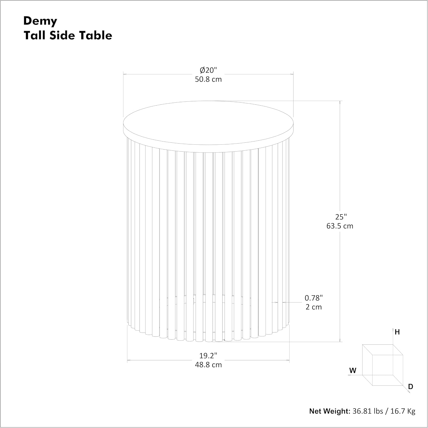 SIMPLIHOME Demy Side Table - 20 inch Wide Solid Mango Wood and Metal Tall Round End Table in Natural and Black, Industrial Accent Table for Living Room or Entryway with Slatted Base, Assembled