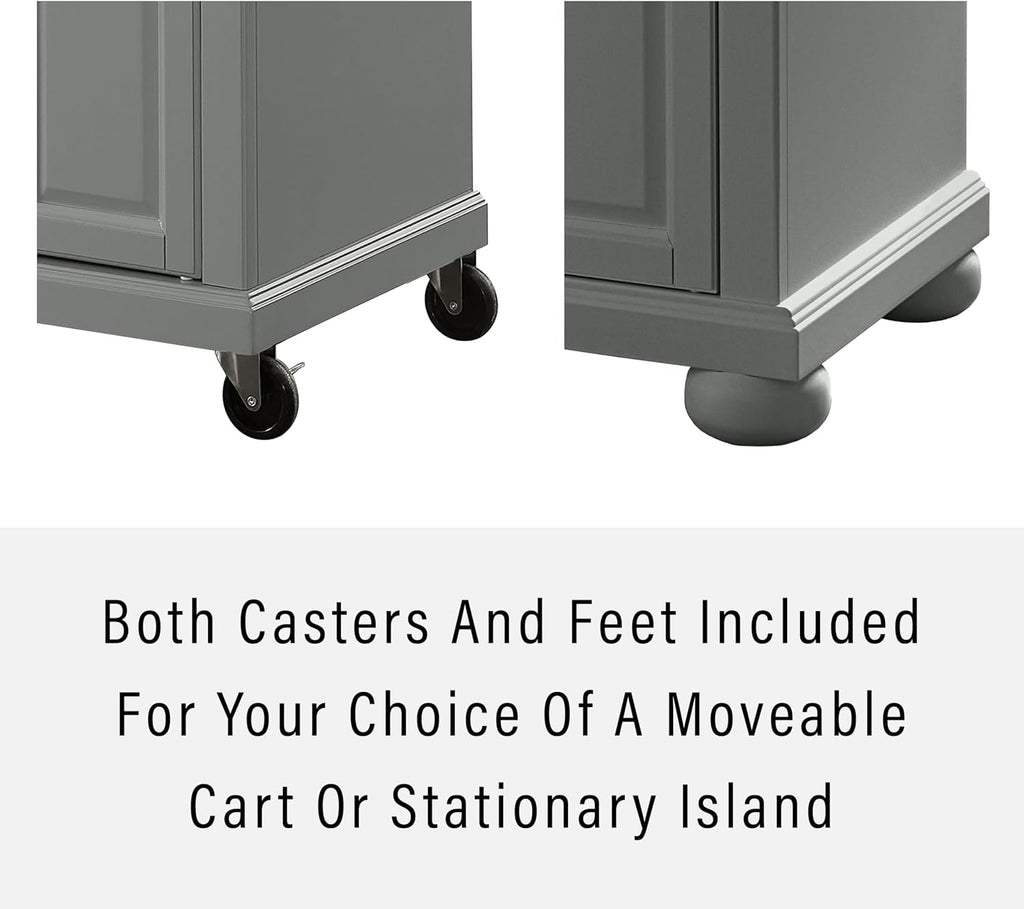 Crosley Furniture Alexandria Stainless Steel Top Rolling Kitchen Island Storage Cart, Microwave Stand, Gray