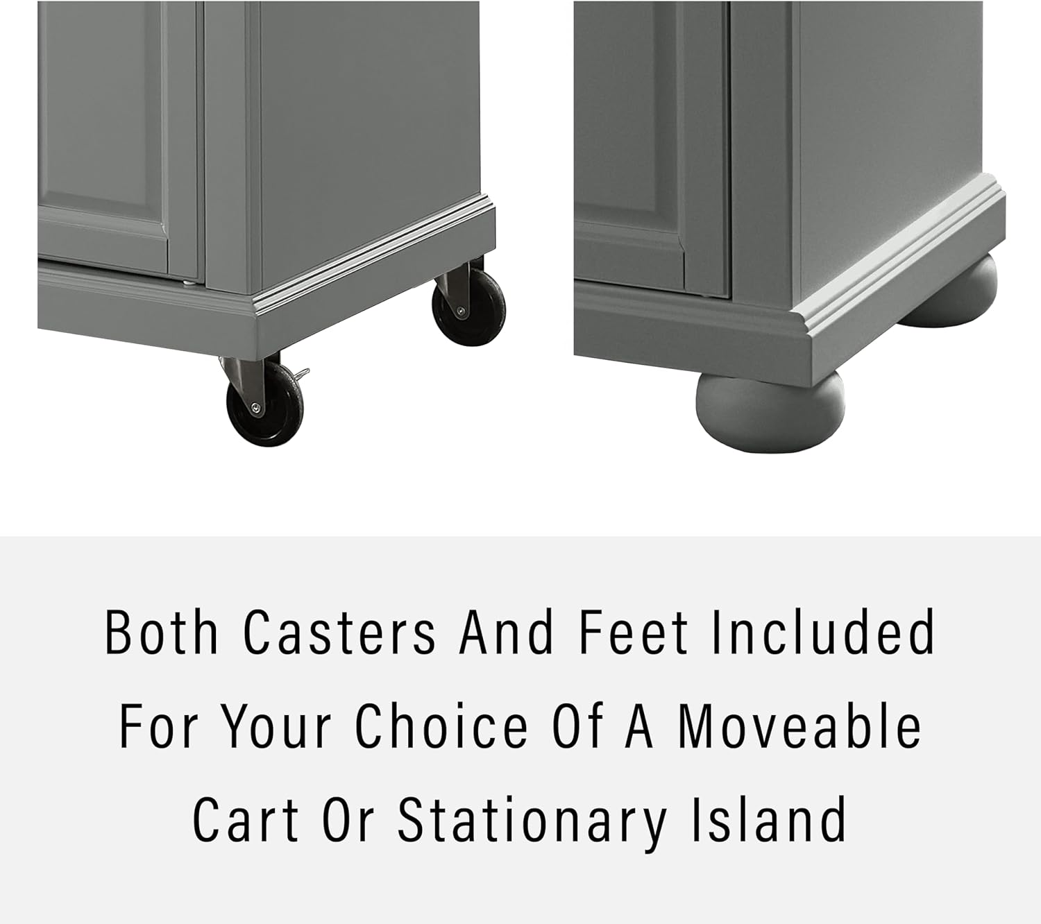 Crosley Furniture Alexandria Stainless Steel Top Rolling Kitchen Island Storage Cart, Microwave Stand, Gray