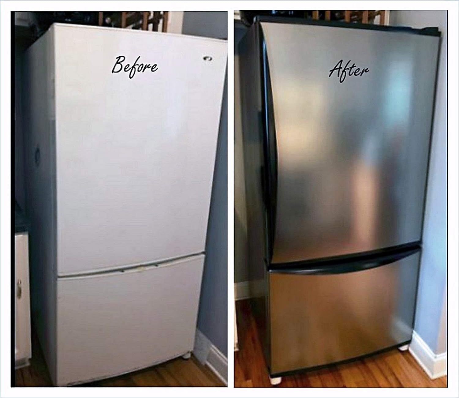 Ez Faux Decor 36' x 144' Peel and Stick Stainless Steel Vinyl Wrap Refrigerator Skin Cover Self Adhesive Fridge Door Panel Decal for Appliance Update (12ft) Brushed Nickel Satin Wallpaper Overlay