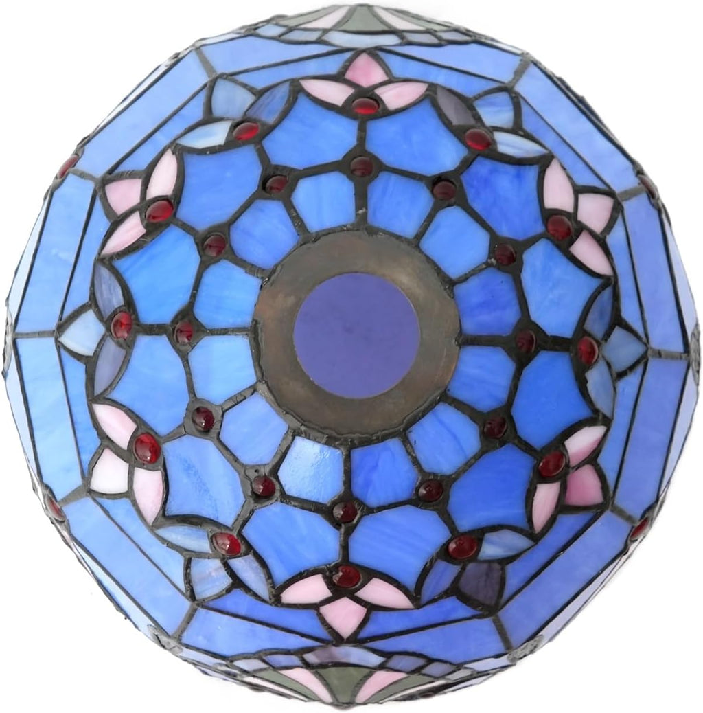 Lamp Shade Replacement Only 12 Inch Small Stained Glass Ceiling Light Blue Baroque Vintage Art Deco For Pendant Wall Floor Lamps