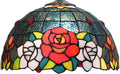Tiffany Style Lamp Shade, 12 Inch Blue Background Roses Stained Glass Lamp Shade Replacement Vintage Lamp Cover Accessories Fit for Table Lamp Pendant Light Ceiling Light
