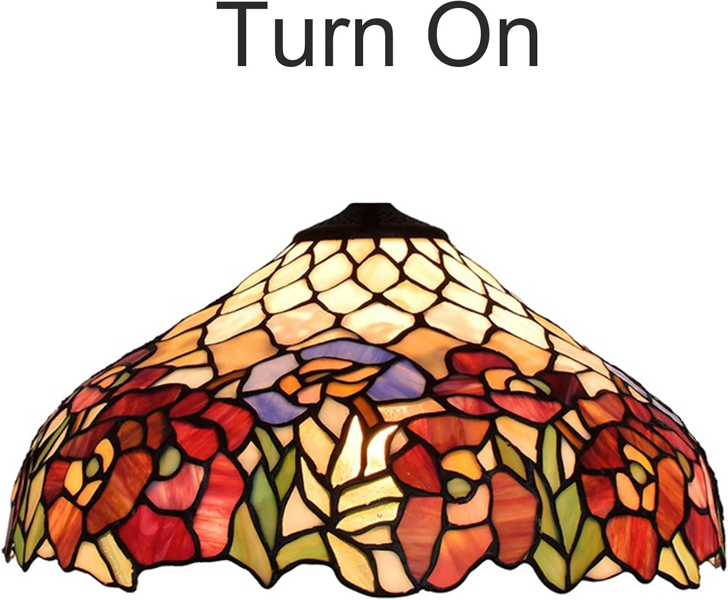 16 Inch Tiffany Stained Glass Single Lampshade Colored Rose Table Lamp Shade Pendant Hanging Light Fixture Ceiling Lamp Floor lamp Replacement Shade Red Blue Flower Green Leaves