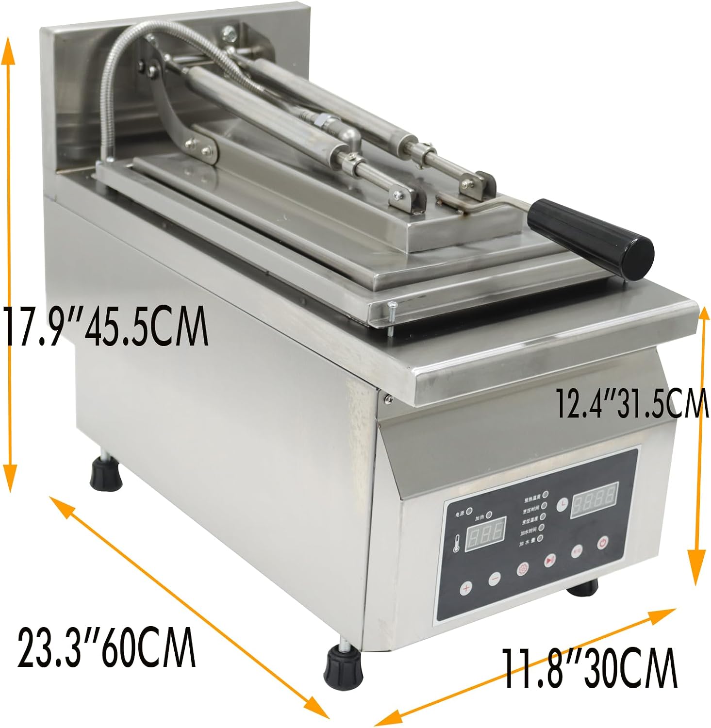 TECHTONGDA Dumpling Frying Machine, 220V Automatic Single Head Fried Dumpling Machine, Pot Paste Electric Baking Pan, Automatic Water Spray, Pancake Maker, Inner Pot Size 12.6 x 8.5 x 2 Inch, 3200W