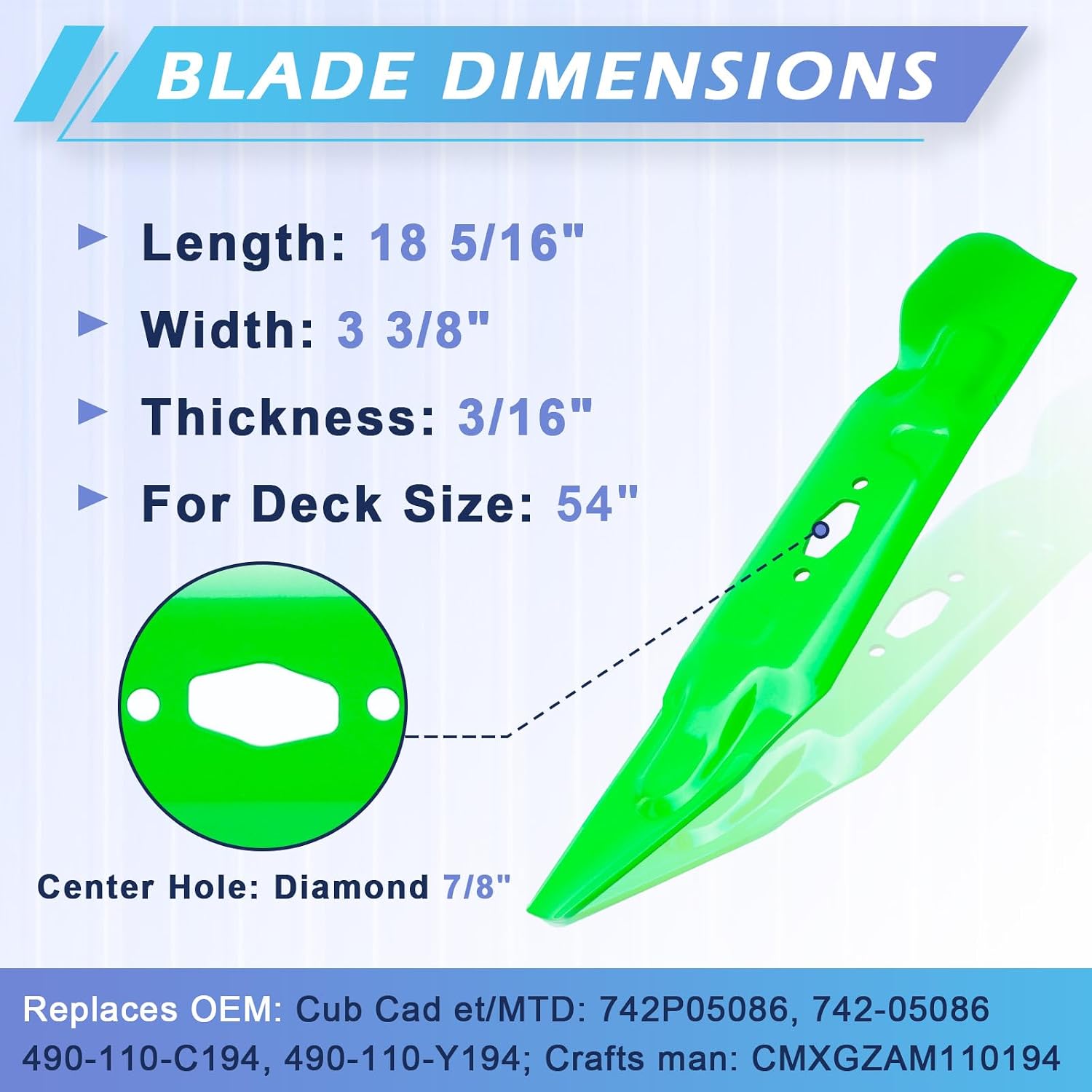54 inch Deck Spindle Be lt Blade Kit for M TD Cub Ca det Troy Bi lt Crafts man ZT1 ZT2 Z7600 Z5800 Include 3 Spindle 618-09236, 3 Blade 742P05086, 2 Idler GY22082, 1 Be lt 754-04329