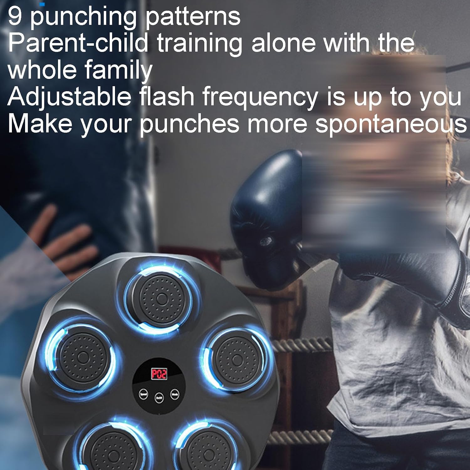 Smart Music Punching Target, High-Strength Impact-Resistant Material, 9 Modes, Intelligent Counting System, RGB Lighting, Suitable for The Whole Family