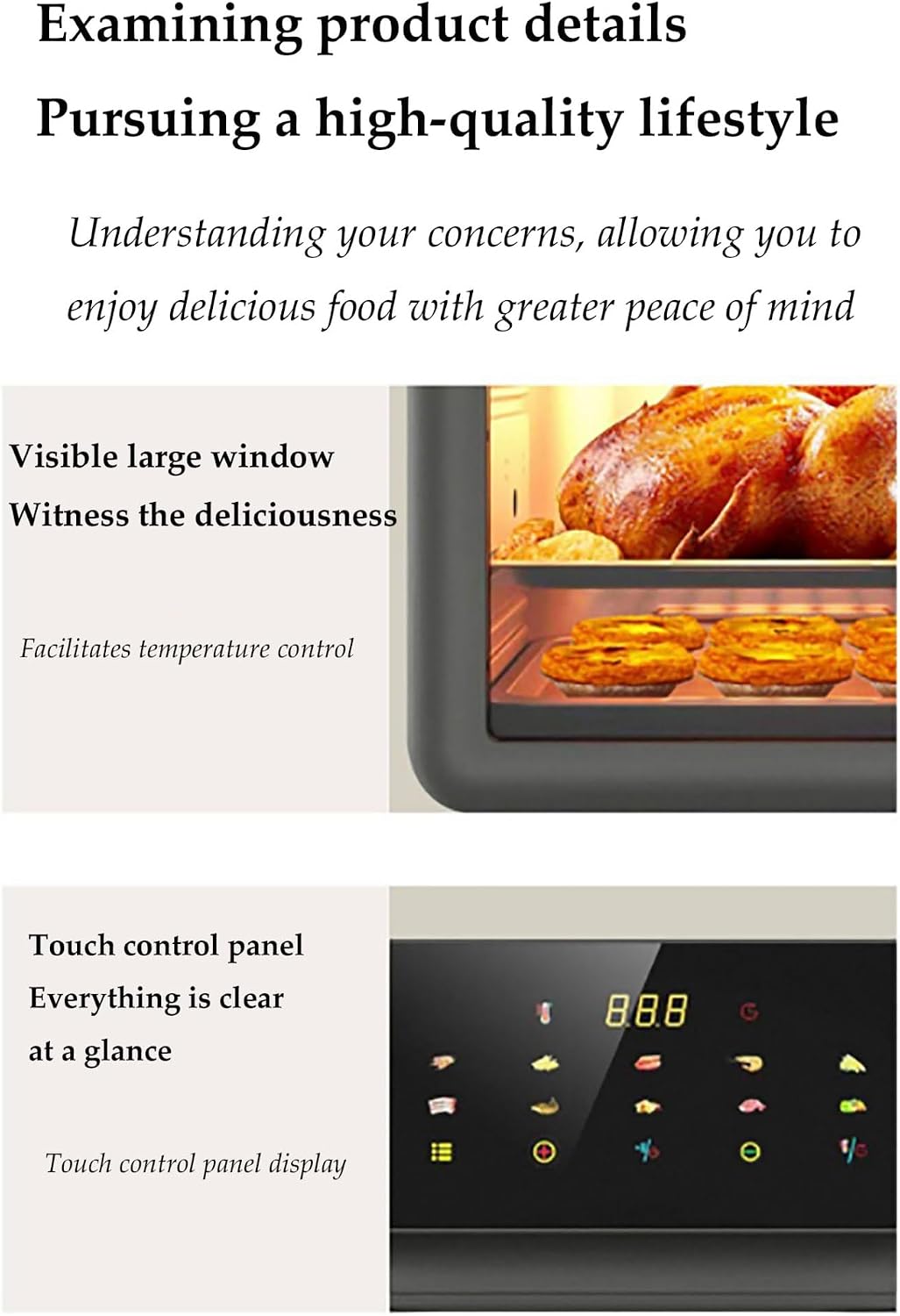 15L See-Through Visual Air Fryer with LED Light, 1800W Multi-Function Oven for Frying, Grilling, Roasting, Healthy Cooking, Large Capacity Kitchen Appliance