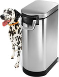 simplehuman 35 Liter, 40 lb / 18.1 kg X-Large Pet Food Storage Container for Dog Food, Cat Food, and Bird Feed, Brushed Stainless Steel