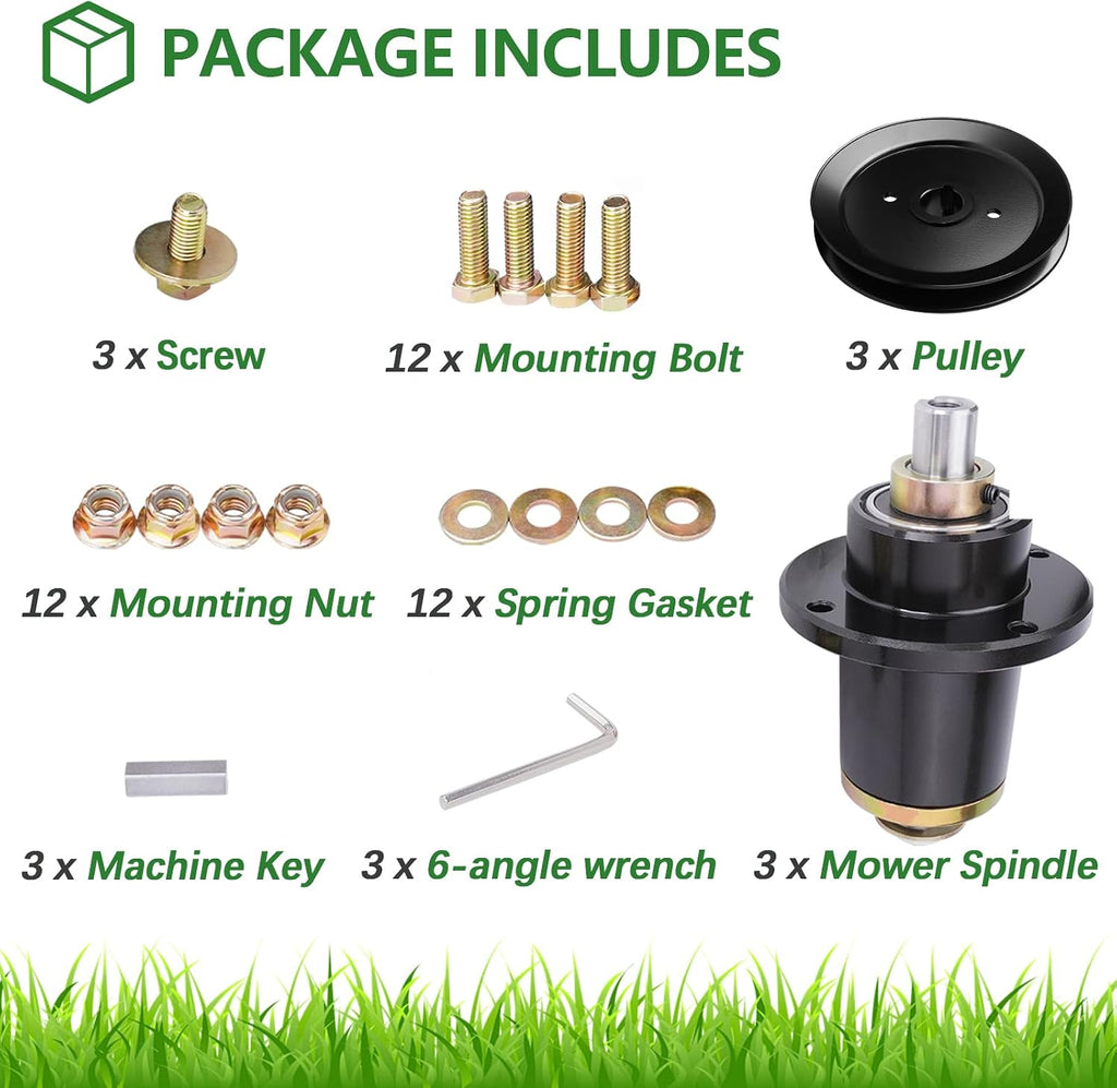 Fit for Ba d Boy 037-6015-00 037-6015-50 Spindle Assembly with 033-6004-00 Pulley for 60' 61' Bad Boy CZT ZT Elite Maverick Outlaw XP Pup Lightning Mower Deck (3 Pack)
