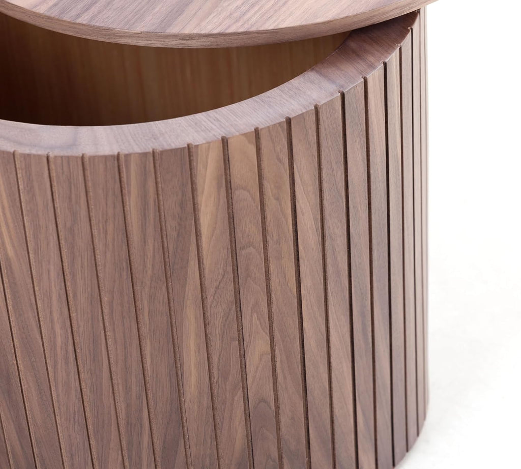 Nesting Coffee Table Set of 2,Modern Round Wooden Coffee Tables with Storage,Luxury Side Table Accent End Table for Small Space Living Room Apartment (19.17')