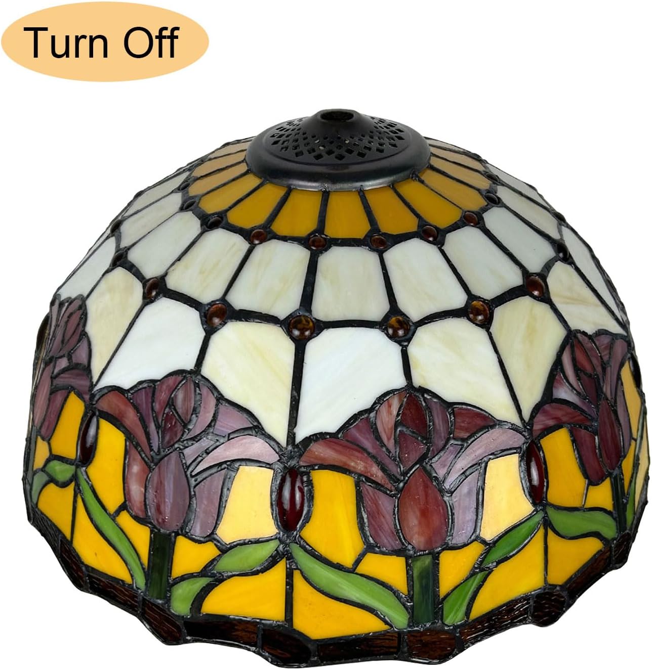 Red Tulip Tiffany Lamp Shade Replacement, Only 16X9 Inch Stained Glass Lampshades, Suitable for Table Lamp Floor Lamp Hanging Pendant lamp Ceiling Light Desk Lamp Bedside Reading Lamp