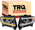 TRQ Performance Driver and Passenger Side Headlight Assembly Set Compatible with 11-13 Jeep Grand Cherokee Halogen Only