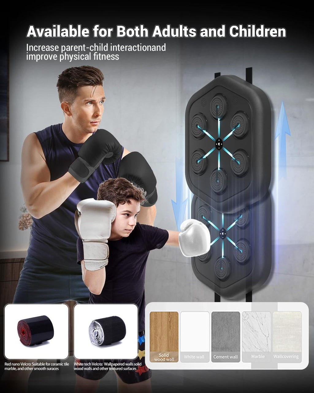 2026 Upgraded Music Boxing Machine M5, Smart Wall-Mount Punching Bag with 24H Standby, 4000+ Music, 160 Synced LED Lights, APP Control, Stereo Sound, Wall-Mount Punching Bag for Home Gym