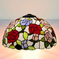 Tiffany Rose Lamp Shade Replacement 16X9 Inch Vintage Stained Glass Lampshades Only with Cap Christmas Home Decor Red Blue Pink Design Light Cover for Table lamp Pendant Light Floor Lamp