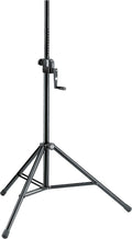 K&M König & Meyer 21300.009.55 Speaker Tripod Stand | Locking Hand Crank Height Adjustment | Double Cross Leg Brace | Folds Compact | Threaded Speaker Connection | Max Load 77 lbs | German Made Black