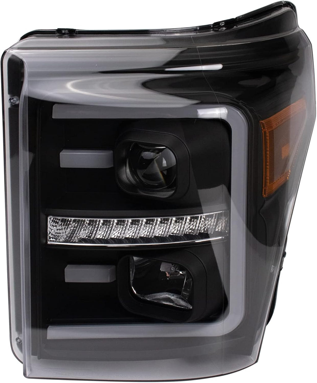 TRQ Performance Driver and Passenger Side Headlight Assembly Set Black Housing Compatible with 11-16 Ford F-250 Super Duty 11-16 Ford F-350 Super Duty 11-16 Ford F-450 Super Duty