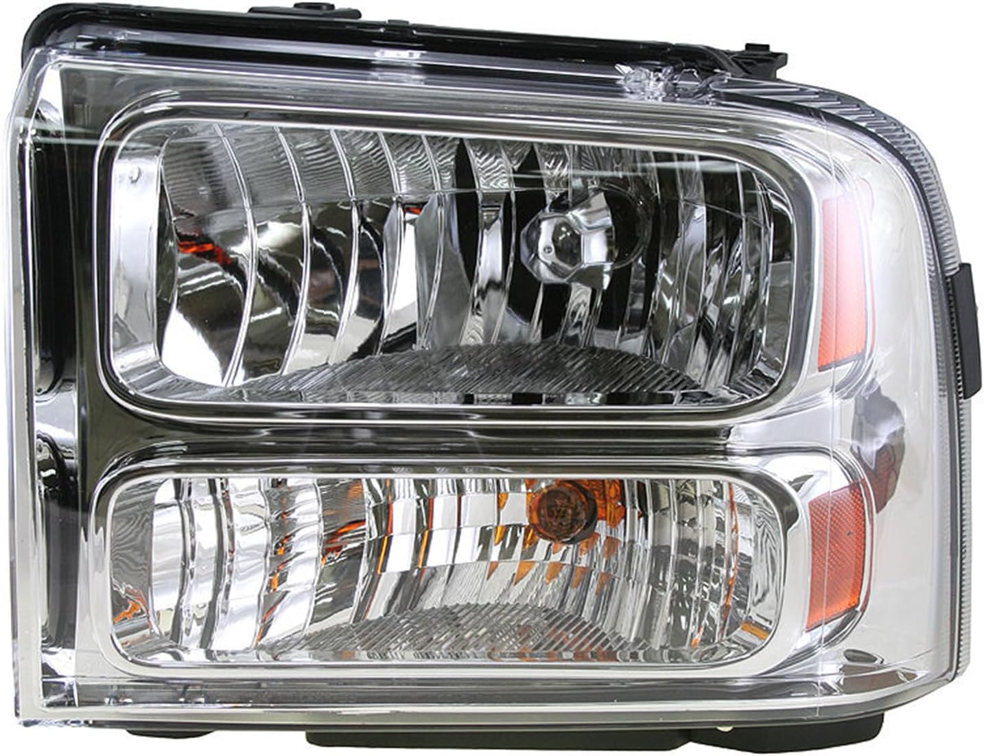 TRQ Driver and Passenger Side Headlight Assembly Set Chrome Housing Compatible with 05 Ford Excursion 04-07 Ford F-250 Super Duty XL 04-07 F-350 Super Duty XL