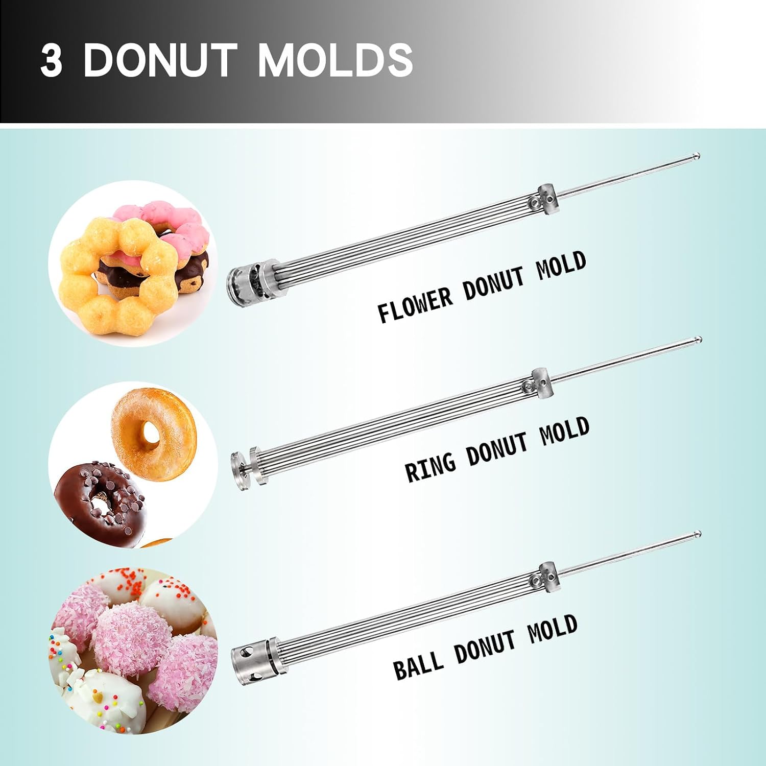 Kolice Commercial Natural Gas Heating Donuts Frying Machine Donuts Maker Doughnut Frying Making Machine with 3 Different Molds, Chicken Legs/Popcorn Chicken Fryer