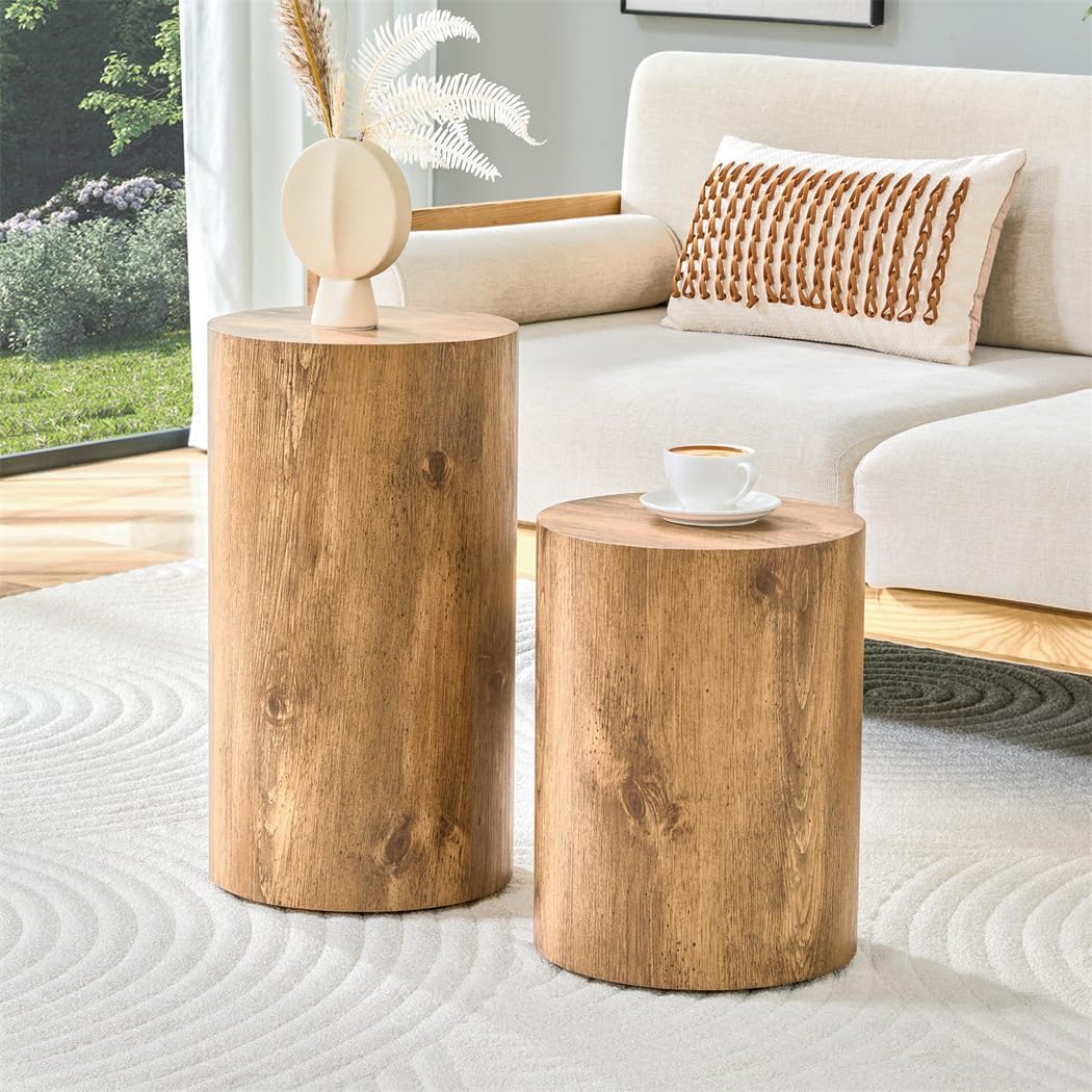 End Table Set of 2, Modern Round Side Table Sofa Couch Tables, Living Room Tables, Bedside Table Nightstand for Small Spaces, Bedroom
