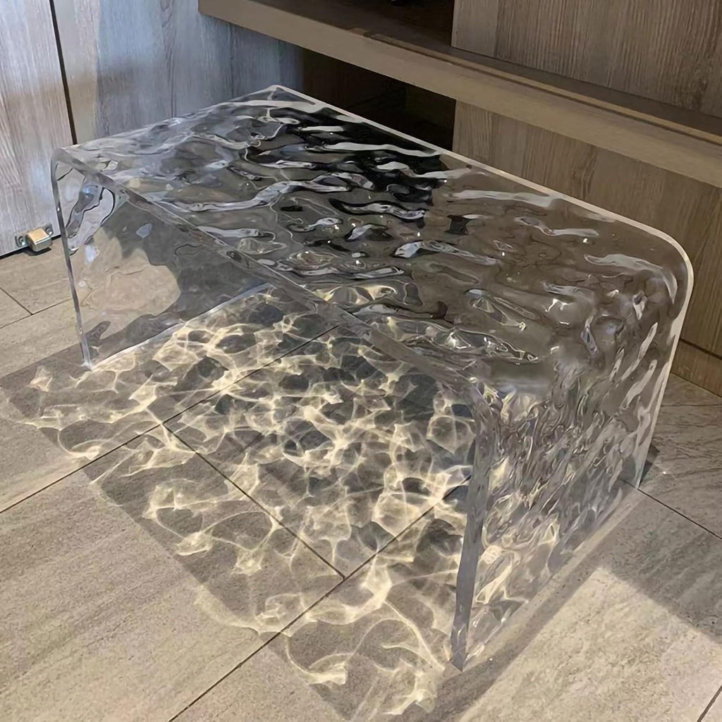 Acrylic C Table for Couch, 25.6 in Multipurpose C Shape Side Table Clear Acrylic Couch Table, Modern End Table Snack Laptop Holder, Slim Accent Sofa Side Table for Living Room Bedroom Patio