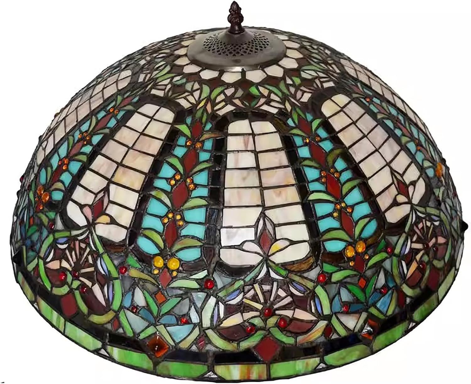 22 Inch Large Blue Baroque Shade Replacement, Vintage Style Green Red Stained Glass Lampshade for Table Lamp Bedside Lamp Ceiling Light Floor Lamp,