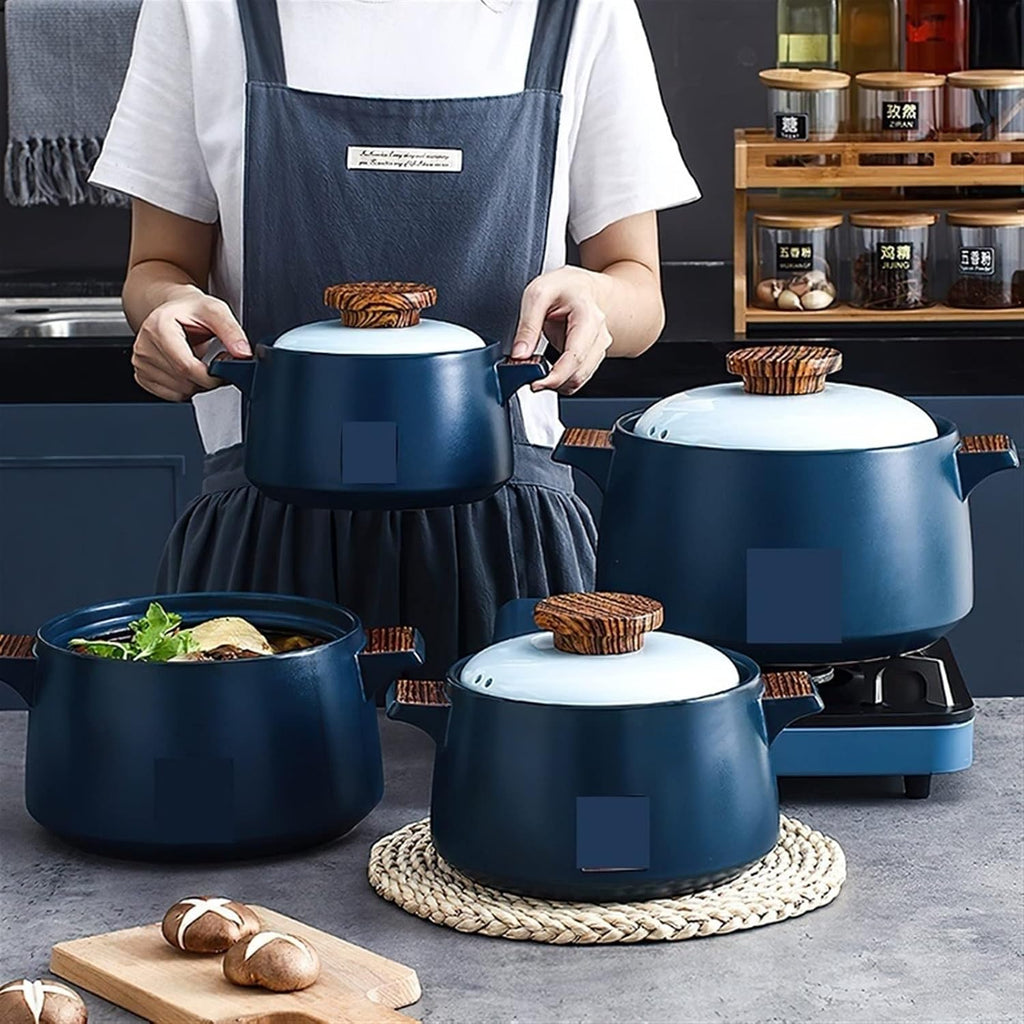 Soup Pot Ceramic Casserole Soup Pot Stew Pot Blue Frying Pan Household Cooking Appliances Kitchen Cooker