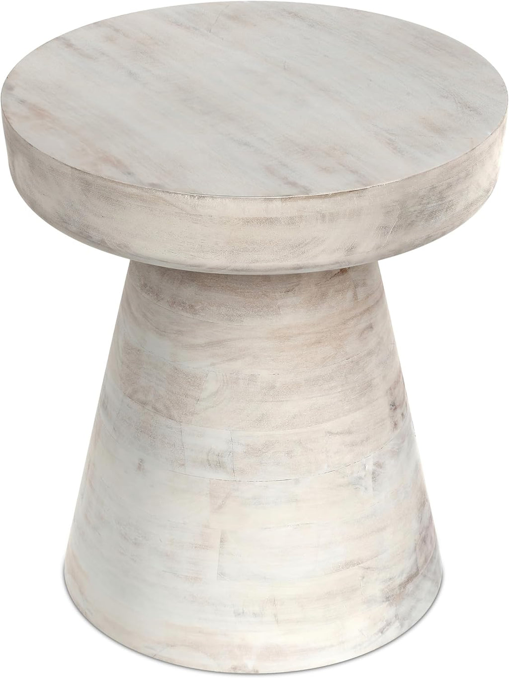 SIMPLIHOME Robbie Accent Table - 16 inch Wide Solid Mango Wood End Table in Distressed White Wash, Boho Contemporary Rustic Side Table for Living Room or Bedroom with Multipurpose Function, Assembled