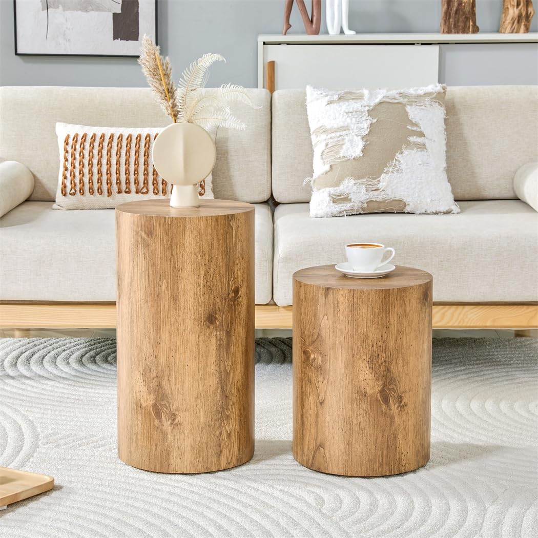 End Table Set of 2, Modern Round Side Table Sofa Couch Tables, Living Room Tables, Bedside Table Nightstand for Small Spaces, Bedroom