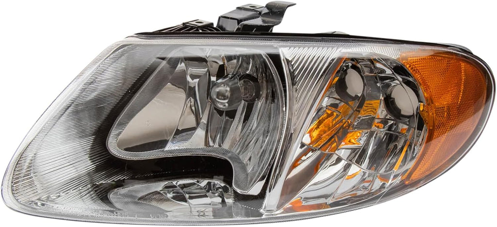 TRQ Driver and Passenger Side Headlight Assembly Set Compatible with 01-04 Chrysler Town and Country 05-07 Town and Country 113 in Wheel Base 01-03 Voyager 01-07 Dodge Caravan 01-07 Grand Caravan