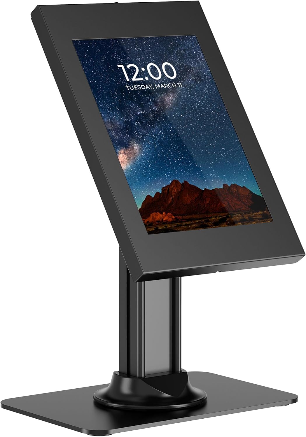 Mount-It! iPad Kiosk Stand, Anti-Theft Locking Countertop Enclosure & 360° Rotating Base, Retail POS & Check-in Stand for iPad Pro, iPad Air & Gen 7–11 (A16), Black