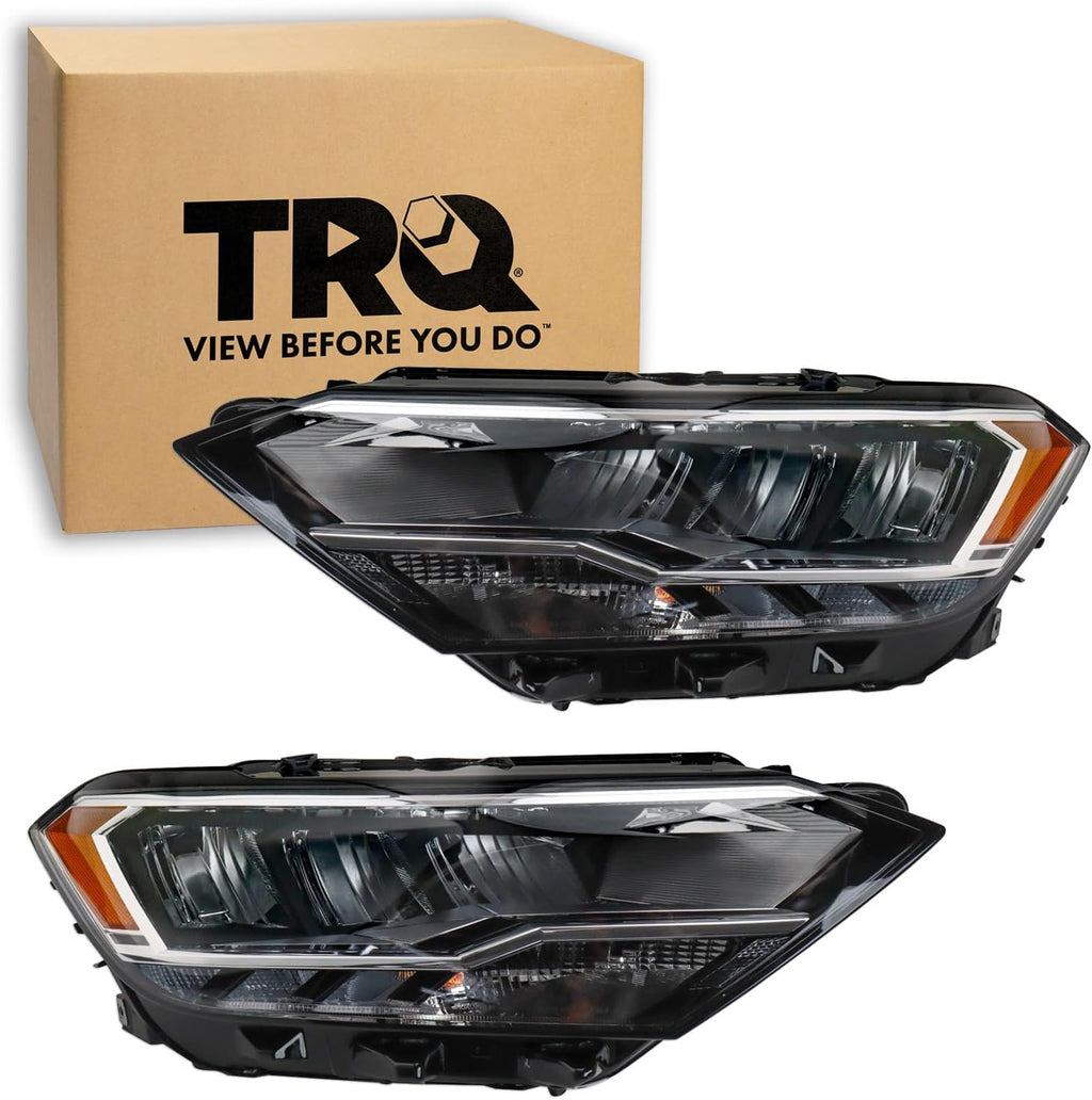 TRQ Driver & Passenger Side Headlight Assembly Set Headlights Driver & Passenger Side Compatible with 2019-2023 Volkswagen Jetta VW2502174 VW2503174