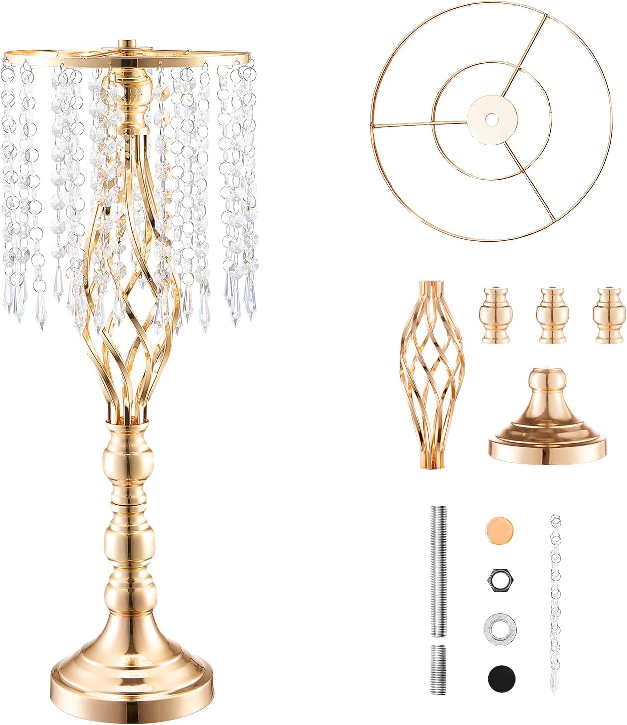 VEVOR Metal Wedding Centerpiece Gold,Crystal,2PCS 55cm/21.65'