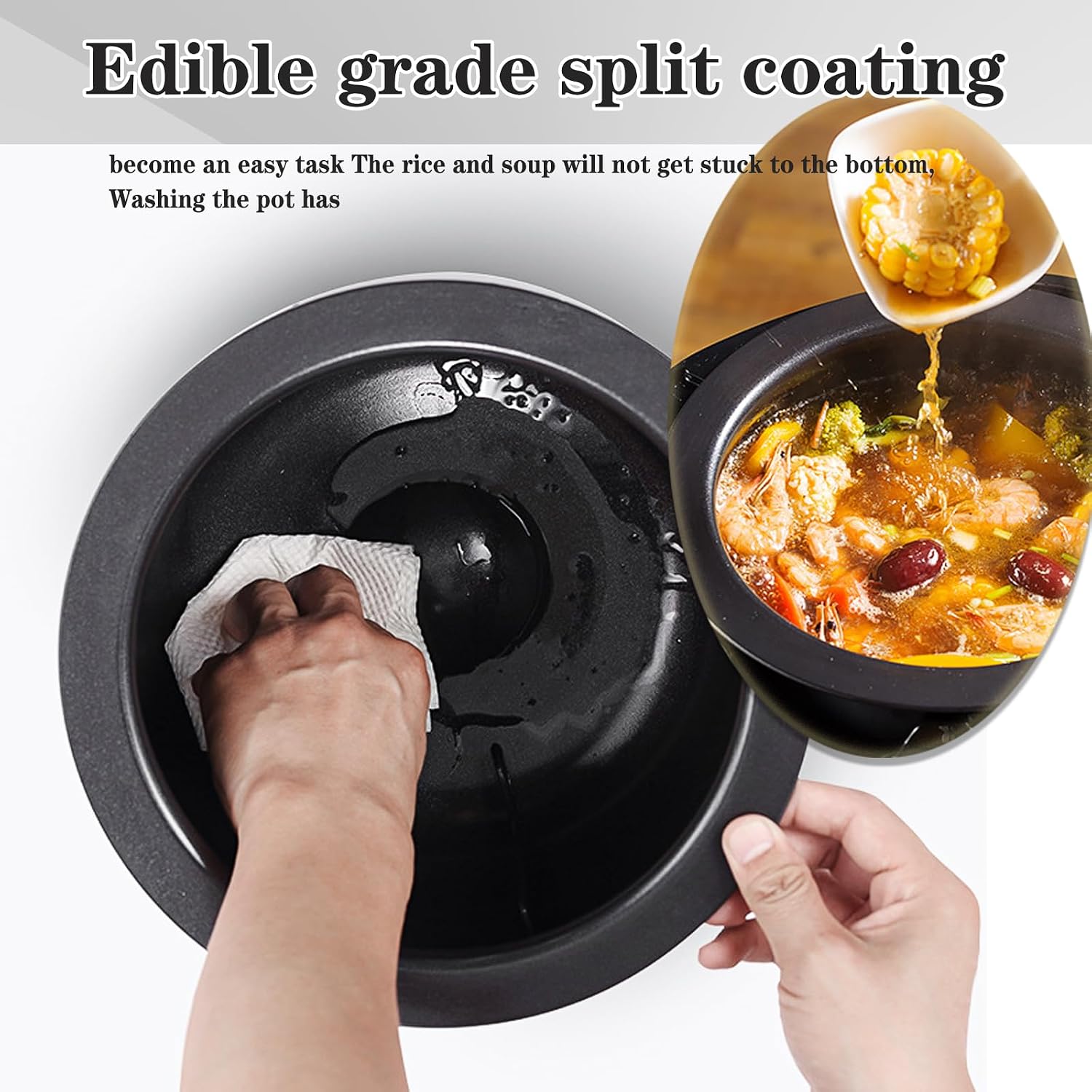 2000W Commercial Food Processor & Automatic Cooker, 6L Stainless Steel Pot with 360° Rotation and 3D Heating, 3 Speed Modes for Stir Frying Soup Rice, Home and Restaurant Kitchen Appliance