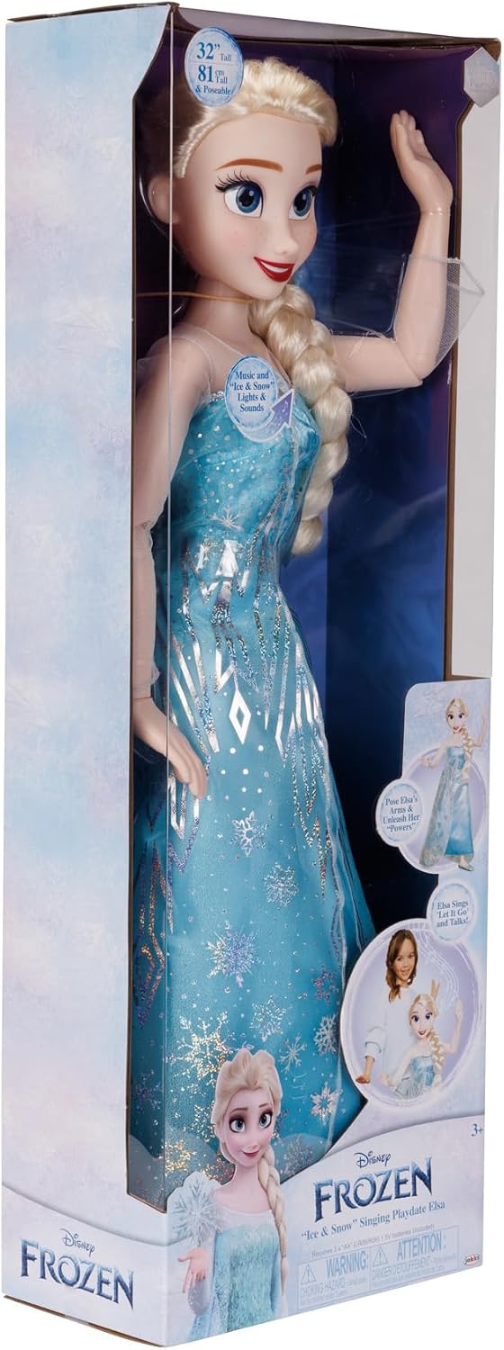 Disney Frozen Elsa Doll, 100 Ice Powers, Light Up & Music Sounds, Stands 32 Inches Tall, Sings 'Let It Go', Great for Girls