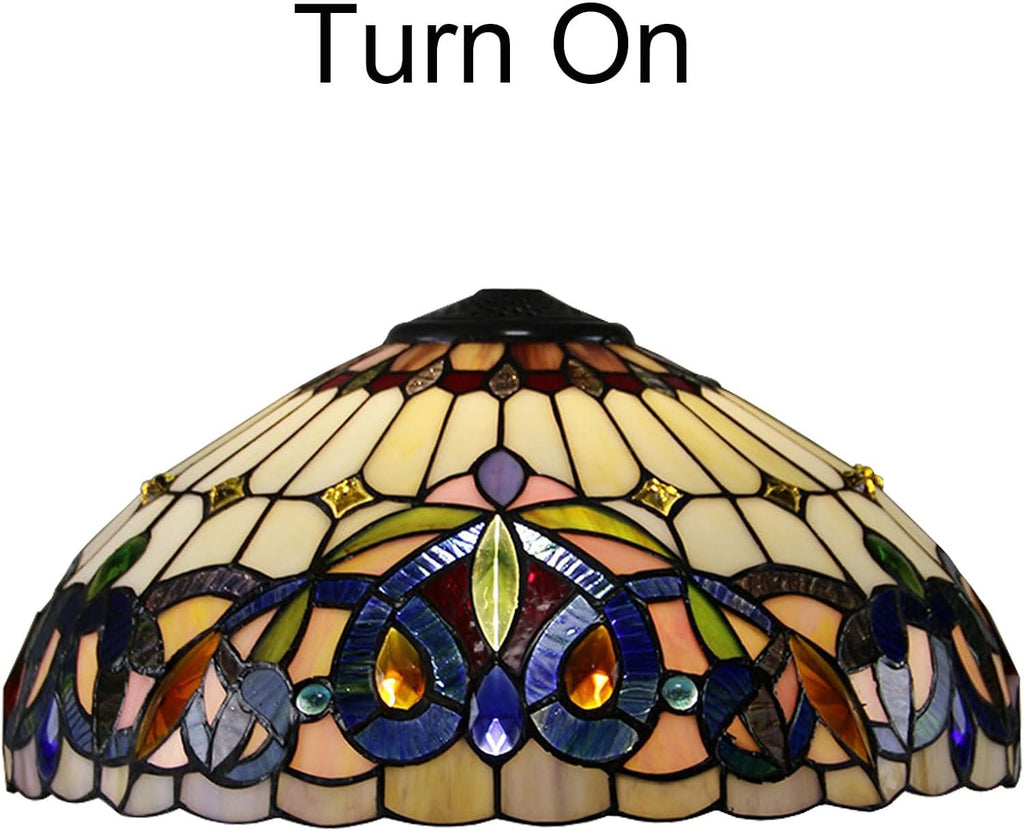 Tiffany Lamp Shade Replacement 16X9 Inch Victorian Stained Glass Lampshade Only with Cap Christmas Home Decor Baroque Amber Design Handmade Light Cover for Table lamp Pendant Light Floor Lamp