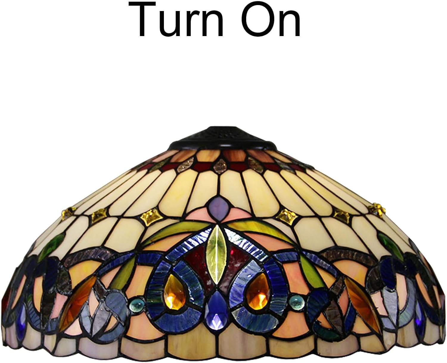 Tiffany Lamp Shade Replacement 16X9 Inch Victorian Stained Glass Lampshade Only with Cap Christmas Home Decor Baroque Amber Design Handmade Light Cover for Table lamp Pendant Light Floor Lamp