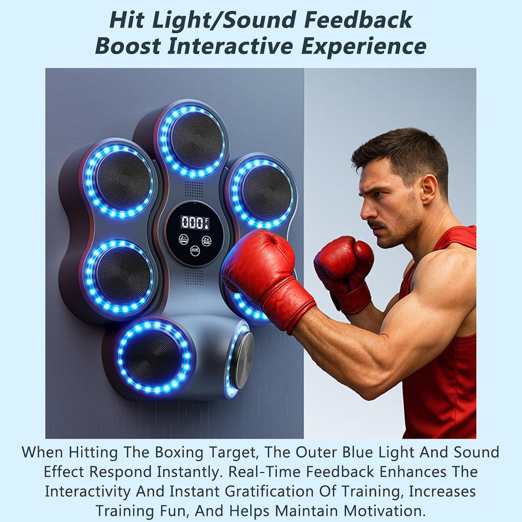 Musical Boxing Machine, 10 in 1 Intelligent Boxing Machine, Interactive Trainer, 10 Training Modes and Double Play, Music Sync