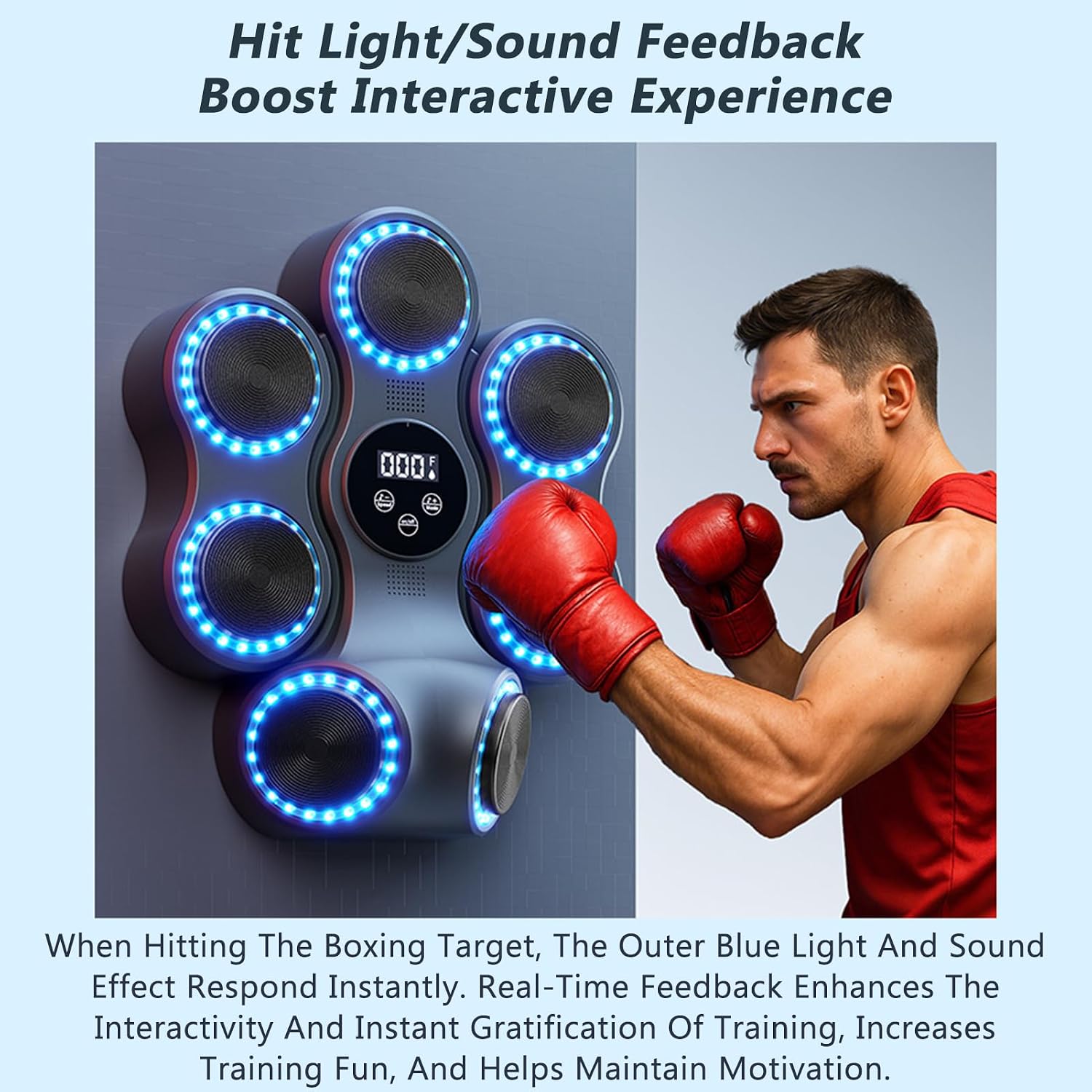 Musical Boxing Machine, 10 in 1 Intelligent Boxing Machine, Interactive Trainer, 10 Training Modes and Double Play, Music Sync